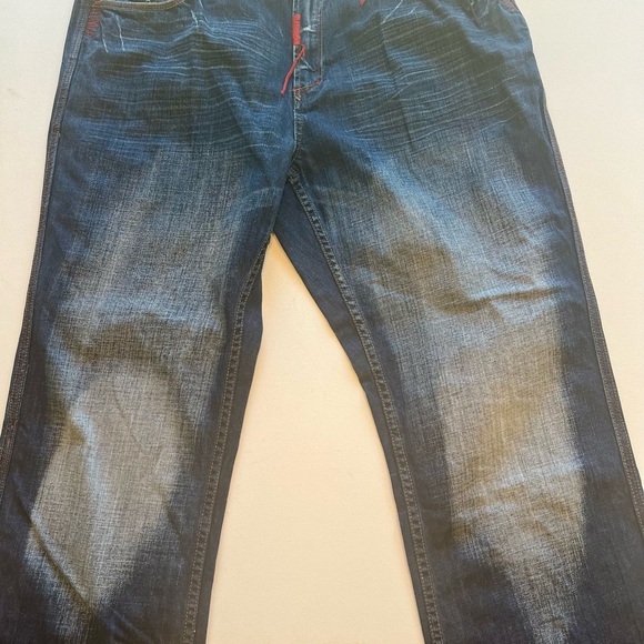 EUC Mens Akademiks Native Warriors Indian Dark Blue Jeans 38x32🐎🐎 (D3) - Picture 13 of 13